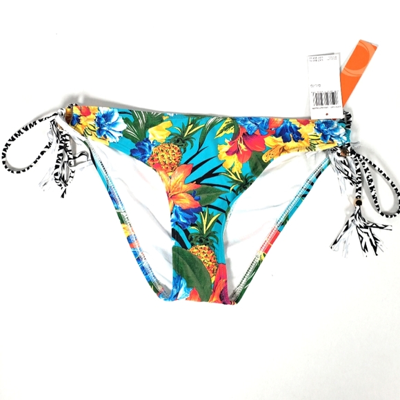 Captiva by Christina Bikini Bottoms Size Large Hawaiian Floral and Turquoise - Picture 1 of 4
